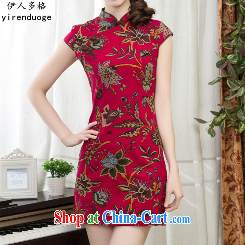 Of the more than 2015 New National wind Women's clothes basket stamp duty the cultivating cheongsam dress improved stylish spring and summer with retro short linen dresses and elegant 010 S paragraph, the more people (YIRENDUOGE), shopping on the Internet
