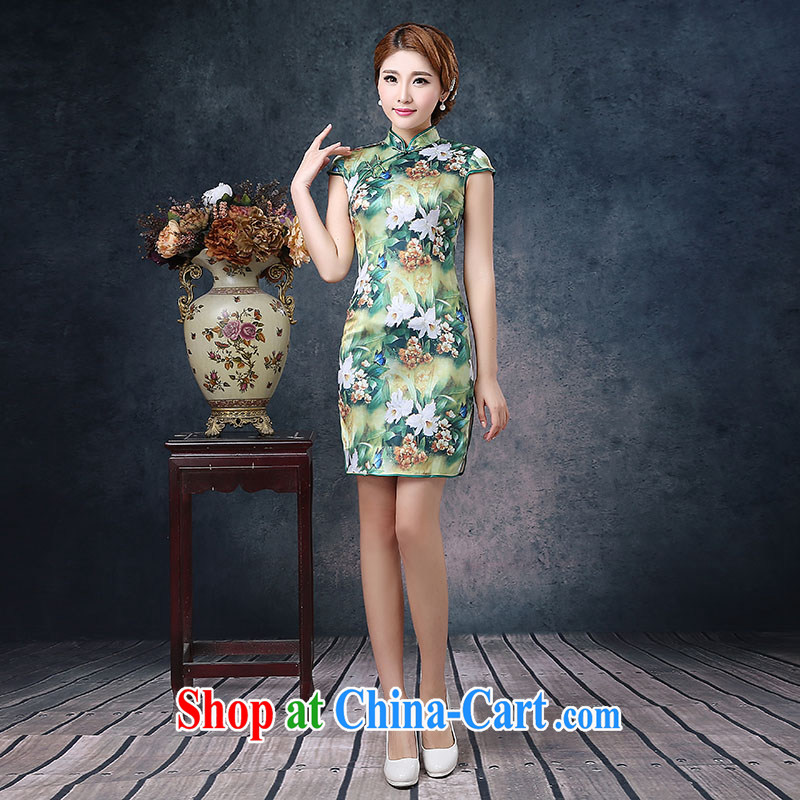 2015 new spring and summer dresses improved cultivating daily short stylish stamp short-sleeve-waist sexy dresses glamour XXL stamp duty, love, in accordance with China, shopping on the Internet