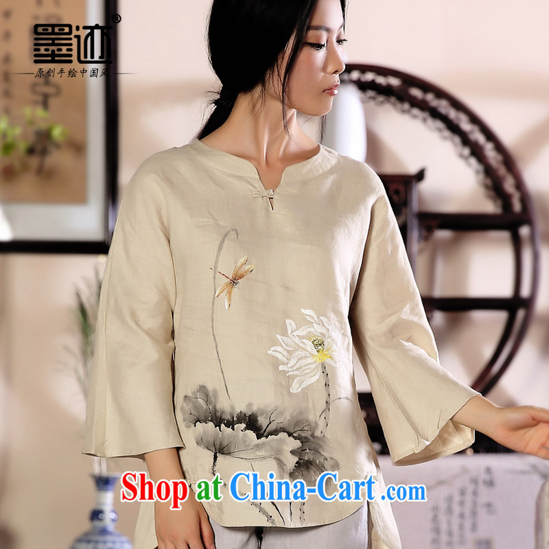 I should be grateful if you would have white terrace fall 2015 marks the cotton Spring and Autumn on female Chinese Tang women linen arts relaxed, served female apricot XXL