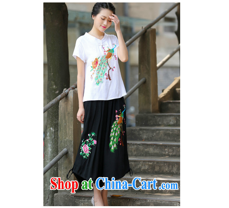 Summer 2015 New National wind ladies embroidery antique style Chinese T-shirt beauty Peacock embroidered short sleeved T-shirt white M pictures, price, brand platters! Elections are good character, the national distribution, so why buy now enjoy more preferential! Health