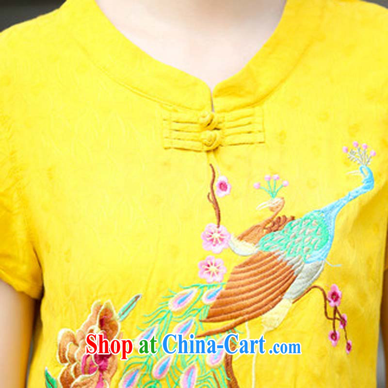 Summer 2015 New Products Ethnic Wind girls with embroidery antique style Chinese T-shirt beauty Peacock embroidered short sleeved T-shirt white M, Elizabeth Gil (SHAJINI), online shopping