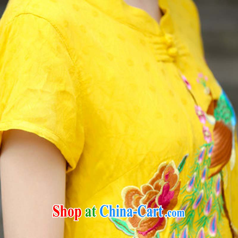 Summer 2015 New Products Ethnic Wind girls with embroidery antique style Chinese T-shirt beauty Peacock embroidered short sleeved T-shirt white M, Elizabeth Gil (SHAJINI), online shopping