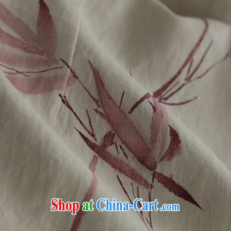 Ink China wind cotton the dresses Zen tea female ethnic wind linen women paintings mounted on a red bamboo orioles apricot XXL, ink, and shopping on the Internet