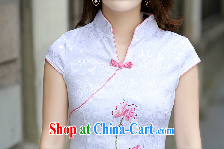 US-Iraqi advisory committee 2015 summer New and Improved stylish embroidered cheongsam dress elegant Chinese Ethnic Wind beauty graphics thin style short-sleeved gown pink XL pictures, price, brand platters! Elections are good character, the national distribution, so why buy now enjoy more preferential! Health
