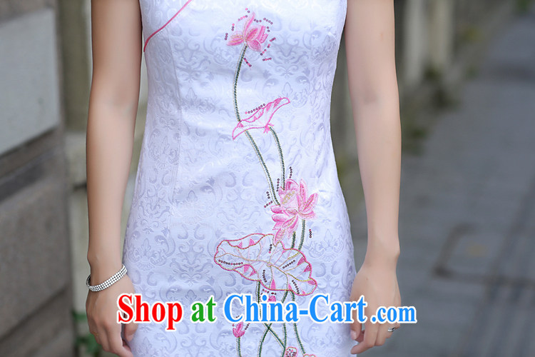 US-Iraqi advisory committee 2015 summer New and Improved stylish embroidered cheongsam dress elegant Chinese Ethnic Wind beauty graphics thin style short-sleeved gown pink XL pictures, price, brand platters! Elections are good character, the national distribution, so why buy now enjoy more preferential! Health