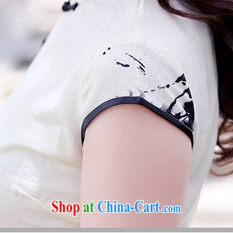 2015 new summer stylish quality and elegant Ethnic Wind retro short-sleeve classic cheongsam-style dresses female water and ink spent M, domino-hee, shopping on the Internet