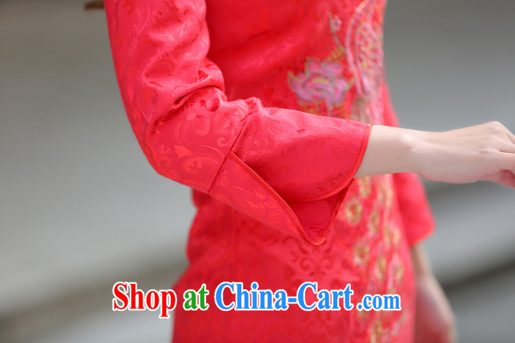 US-Iraqi advisory committee 2015 summer New and Improved stylish embroidered cheongsam dress elegant Chinese Ethnic Wind beauty graphics thin style short-sleeve dress red L pictures, price, brand platters! Elections are good character, the national distribution, so why buy now enjoy more preferential! Health