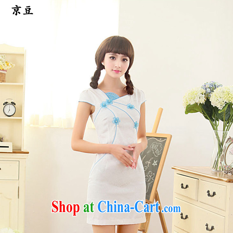 The Beijing Summer 2015 new and fresh artistic Chinese improved cultivation embroidered graphics thin lace cheongsam girls HM - JAYT 62 blue XXL E, feast, and shopping on the Internet