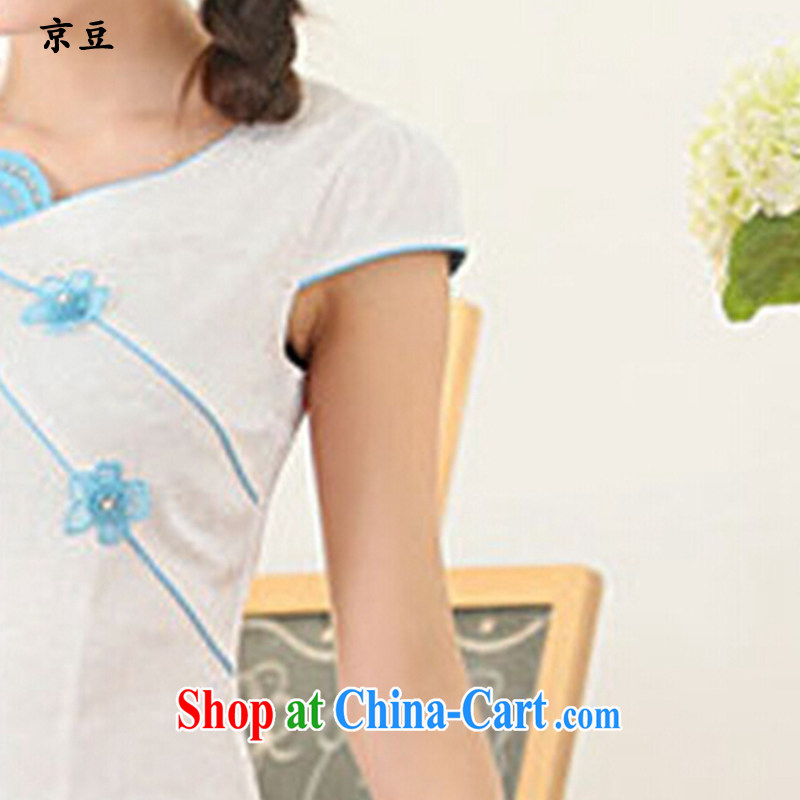 The Beijing Summer 2015 new and fresh artistic Chinese improved cultivation embroidered graphics thin lace cheongsam girls HM - JAYT 62 blue XXL E, feast, and shopping on the Internet