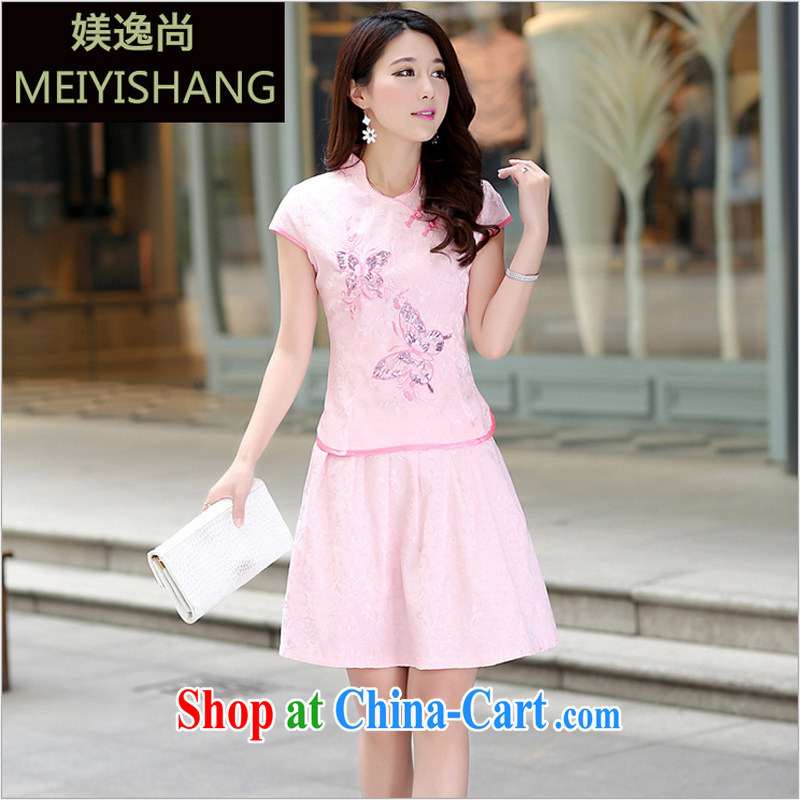 US-Iraqi advisory committee 2015 summer New and Improved stylish embroidered cheongsam dress elegant Chinese Ethnic Wind beauty graphics thin style short-sleeved gown white L clothing, Vicky Lai, shopping on the Internet