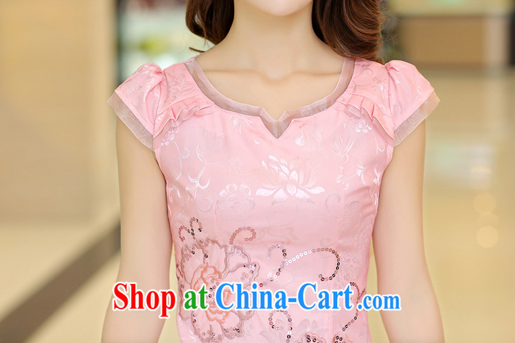 US-Iraqi advisory committee 2015 summer New and Improved stylish embroidered cheongsam dress elegant Chinese Ethnic Wind beauty graphics thin aura short-sleeved gown apricot XL pictures, price, brand platters! Elections are good character, the national distribution, so why buy now enjoy more preferential! Health