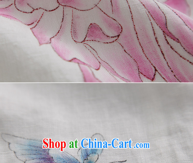 Marks the cotton dress improved Chinese Ethnic Wind Chinese Han-long, hand-painted art Zen tea linen gown white XXL pictures, price, brand platters! Elections are good character, the national distribution, so why buy now enjoy more preferential! Health
