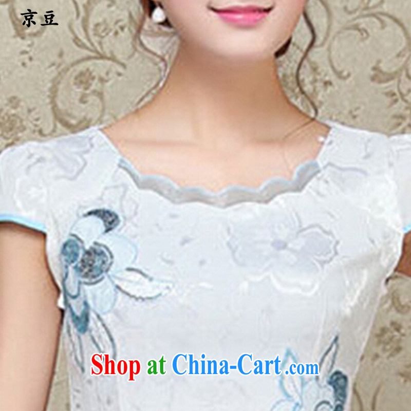 The Beijing Summer 2015 new girls dresses retro embroidery flowers daily short cheongsam dress beauty HM - JAYT 59 light blue XXL E, feast, and shopping on the Internet