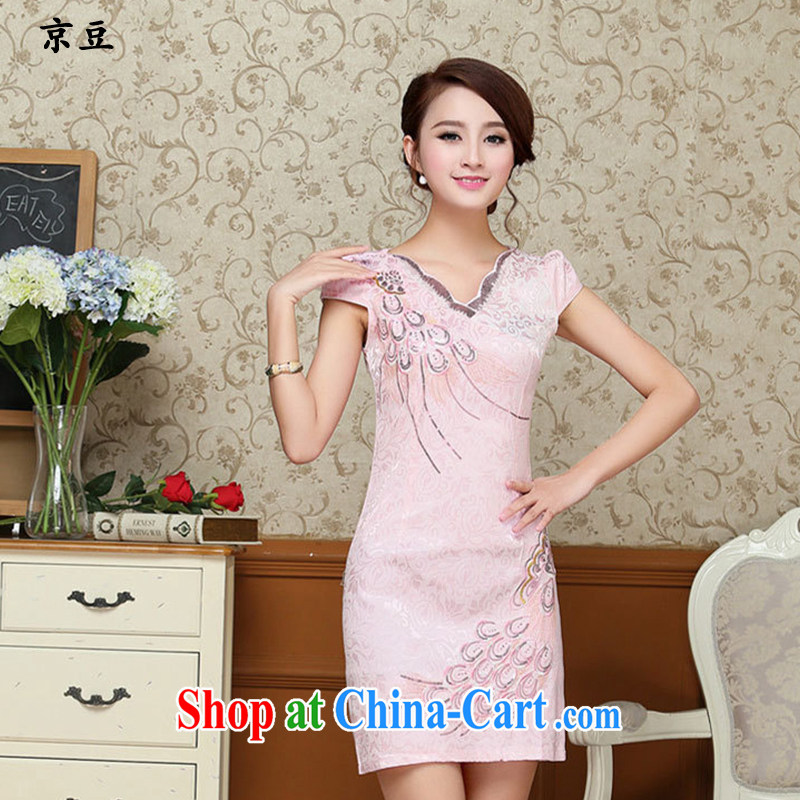 The Beijing Summer 2015 New Products lady dresses retro embroidery flowers daily short cheongsam dress beauty HM - JAYT 58 pink XXL E, feast, and shopping on the Internet