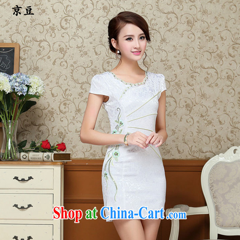 Summer 2015 New Products lady dresses retro embroidery flowers daily short cheongsam dress beauty HM - JAYT 57 light blue XXL E, feast, and shopping on the Internet