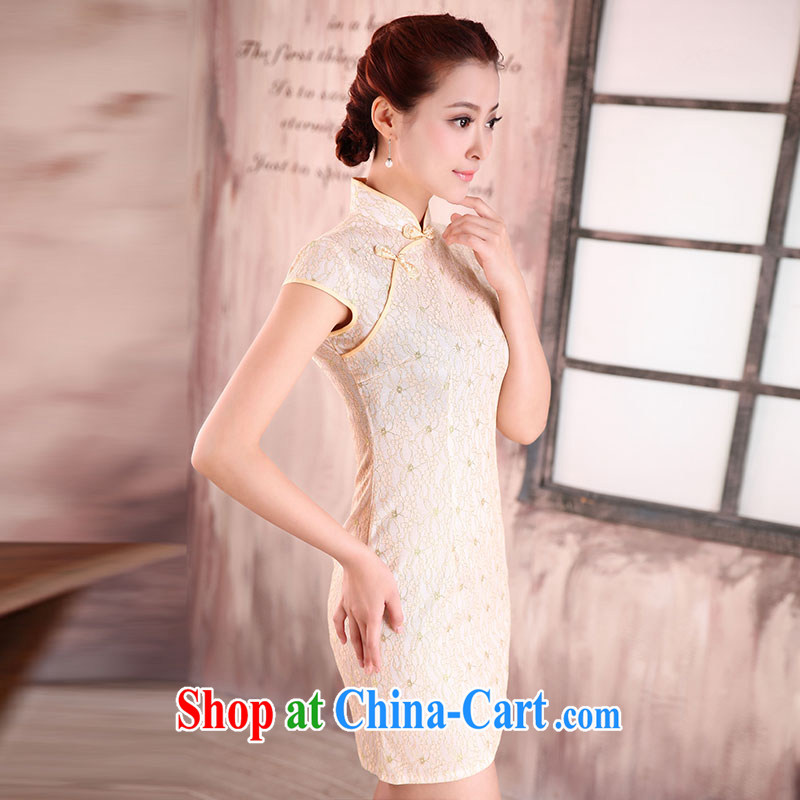 Jubilee 1000 bride 2015 new spring and summer with retro improved day-dresses summer short, cultivating the waist lace dress X 2096 pale yellow XXL, 1000 Jubilee bride, shopping on the Internet