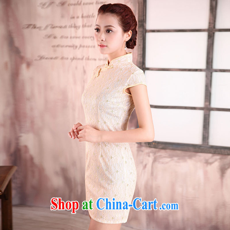 Jubilee 1000 bride 2015 new spring and summer with retro improved day-dresses summer short, cultivating the waist lace dress X 2096 pale yellow XXL, 1000 Jubilee bride, shopping on the Internet