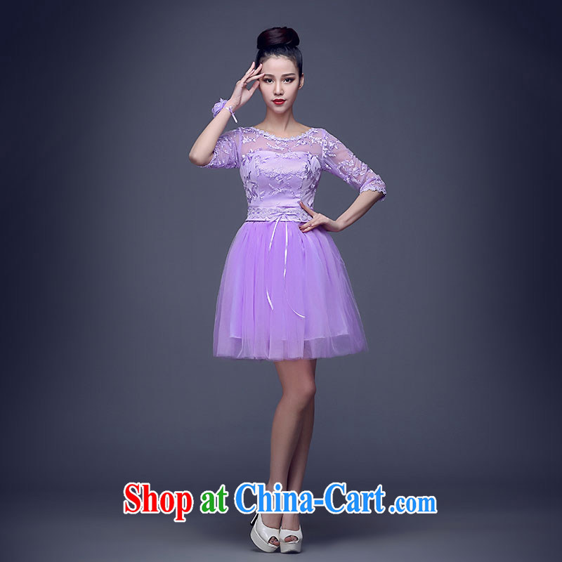 2015 summer bridesmaid dresses in short, lace Korean video thin purple bridal bridesmaid sister shaggy dress single shoulder, XXL, love China, and, on-line shopping