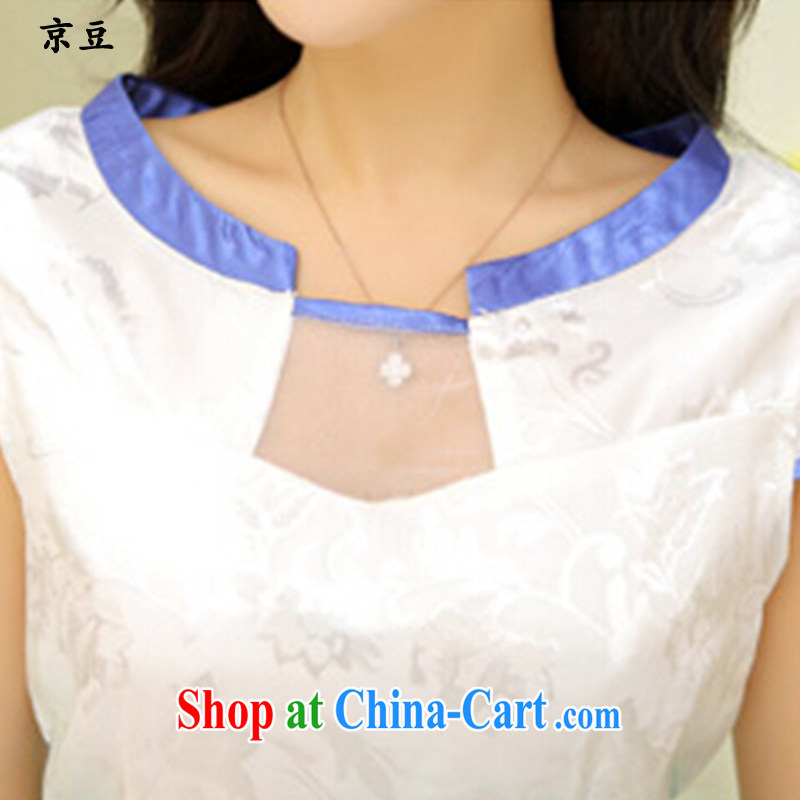 The Beijing Summer 2015 New Beauty classic qipao painting short retro HM - JAYT 55 light blue Peony XL E, feast, and shopping on the Internet