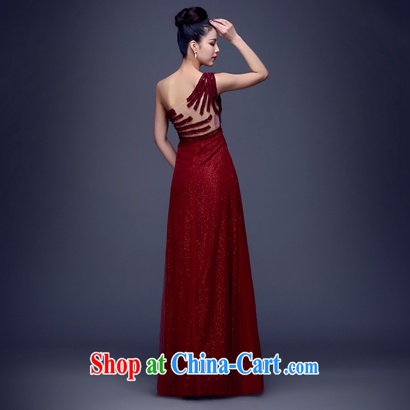Summer 2015 new stylish Wine red evening dress female long single shoulder graphics thin dresses beauty dress evening dress dress wine red XXL, love, in accordance with China, shopping on the Internet