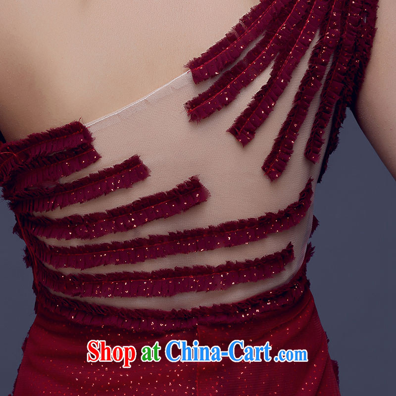 Summer 2015 new stylish Wine red evening dress female long single shoulder graphics thin dresses beauty dress evening dress dress wine red XXL, love, in accordance with China, shopping on the Internet