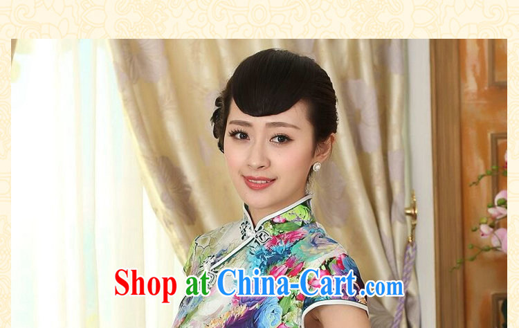 spend the summer girls dresses heavy silk retro classic sauna silk poster stretch Satin beauty double short cheongsam as color 2XL pictures, price, brand platters! Elections are good character, the national distribution, so why buy now enjoy more preferential! Health