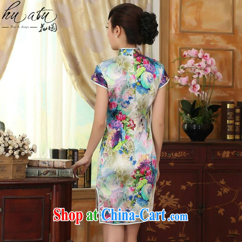 spend the summer girls dresses heavy silk retro classic sauna silk poster stretch Satin beauty double-decker short dresses such as the color 2 XL, figure, and shopping on the Internet