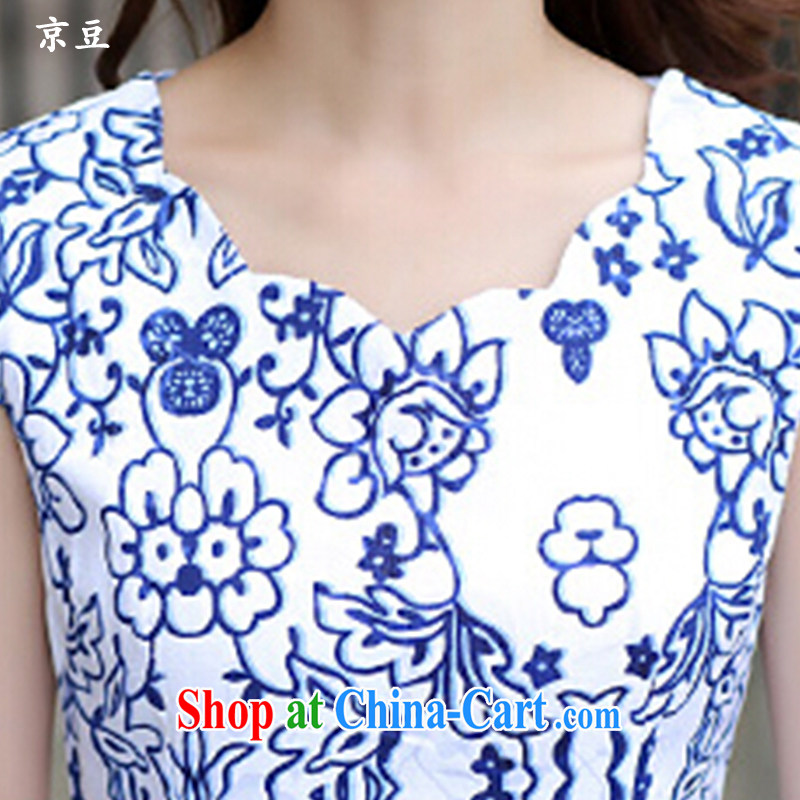 The Beijing Summer 2015 New Beauty classic qipao porcelain was short, Retro dresses HM - JAYT 52 blue XL E, feast, and shopping on the Internet