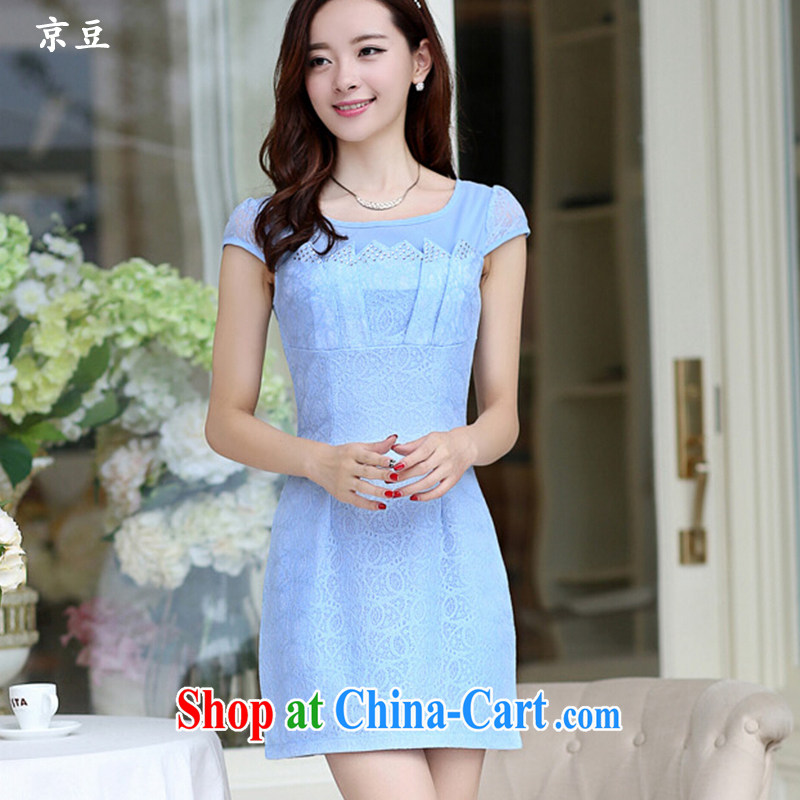 The Beijing Summer 2015 new cheongsam dress improved stylish beauty cheongsam dress daily short retro dresses female HM - JAYT 51 blue XXL