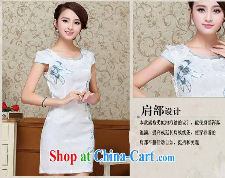 Summer 2015 new dresses, beautiful petals collar embroidery damask cheongsam Chinese wind round-collar cheongsam blue XL pictures, price, brand platters! Elections are good character, the national distribution, so why buy now enjoy more preferential! Health