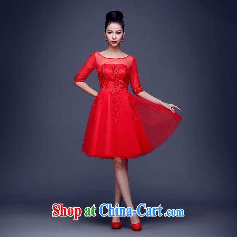 Bridal toast clothing spring 2015 new wedding dresses small short evening dress red short-sleeved toast clothing wedding dresses summer performances, service manual staple Pearl atmospheric wine red the cuff can be done without the not-for-love, in accord