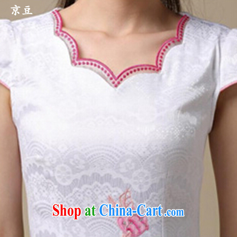 The Beijing Summer 2015 new stylish and refined beauty antique Chinese qipao Ms. dresses embroidered graphics thin HM - JAYT 39 white saffron XXL E, feast, and shopping on the Internet