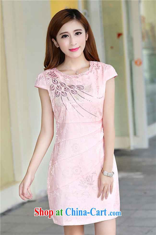 covered by snow in 2015 new cheongsam dress stylish improved cultivation style short embroidery cheongsam dress dresses pink XXL pictures, price, brand platters! Elections are good character, the national distribution, so why buy now enjoy more preferential! Health