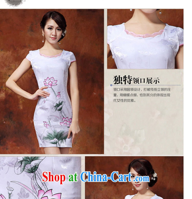 The Beijing Summer 2015 new dresses dress improved Stylish slim body painting Lotus cheongsam dress daily short dresses female HM - JAYT 36 white XXL pictures, price, brand platters! Elections are good character, the national distribution, so why buy now enjoy more preferential! Health