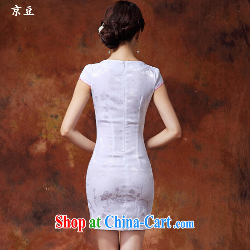 The Beijing Summer 2015 new dresses dress improved stylish beauty painting Lotus cheongsam dress daily short dresses female HM - JAYT 36 white XXL E, feast, and shopping on the Internet