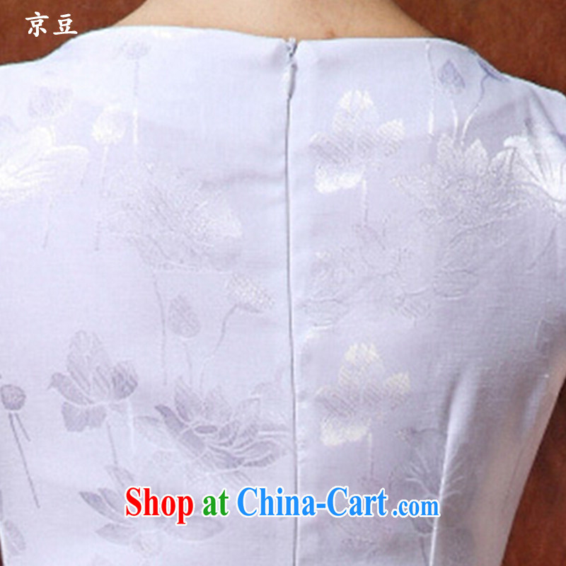 The Beijing Summer 2015 new dresses dress improved stylish beauty painting Lotus cheongsam dress daily short dresses female HM - JAYT 36 white XXL E, feast, and shopping on the Internet