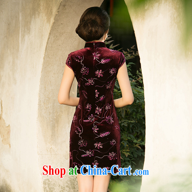 The cross-sectoral Elizabeth to shadow new spring and summer with retro improved daily cheongsam dress stamp duty velour cheongsam dress cheongsam dress ZA 076 red L, cheer Windsor, shopping on the Internet