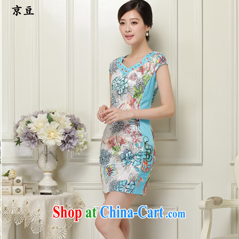 The Beijing Summer 2015 new dresses and stylish beauty cheongsam dress daily short retro dresses girls embroidered HM - JAYT 31 green XXL E, feast, and shopping on the Internet