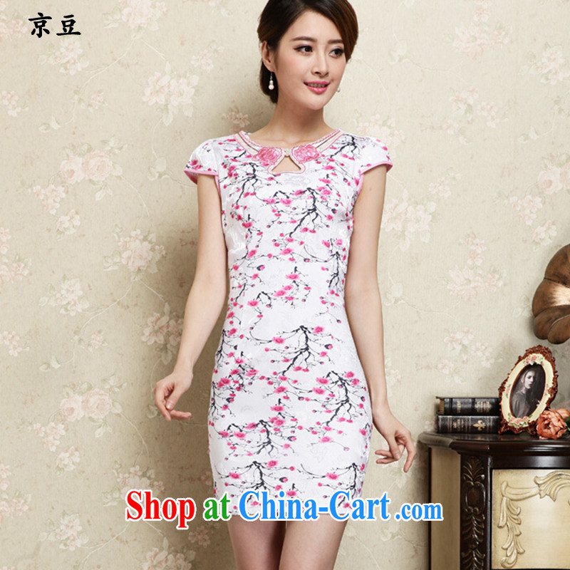The Beijing Summer 2015 new dresses dress improved stylish beauty cheongsam dress daily short retro dresses female HM - JAYT 30 blue XXL E, feast, and shopping on the Internet
