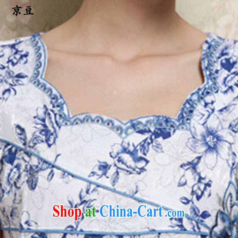 The Beijing Summer 2015 new stylish and refined beauty antique Chinese qipao Ms. dress blue and white porcelain HM - JAYT 28 blue XXL E, feast, and shopping on the Internet