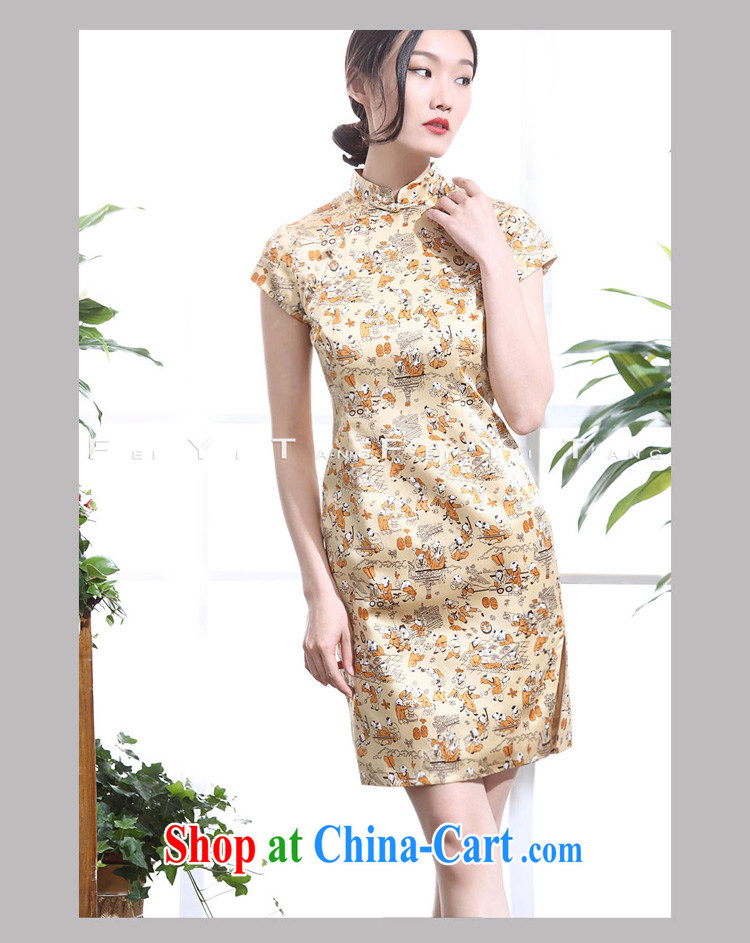 Summer 2015, 100 sub-figure silk stamp daily outfit girl Old Shanghai sepia, qipao for China wind yellow L pictures, price, brand platters! Elections are good character, the national distribution, so why buy now enjoy more preferential! Health