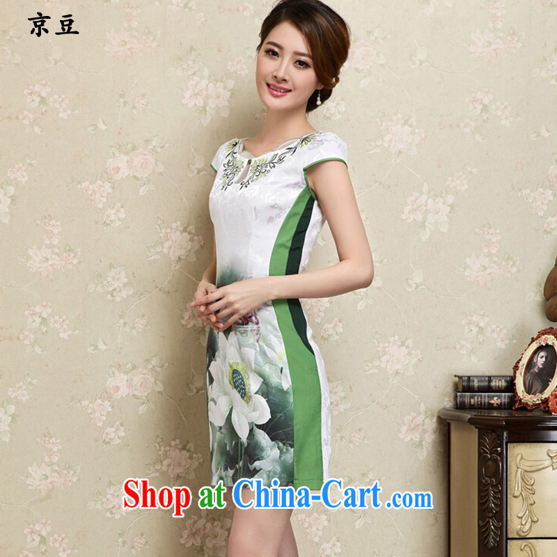 The Beijing Summer 2015 new dresses dresses daily video thin beauty Ms. outfit aura short dress green XXL E, feast, and shopping on the Internet
