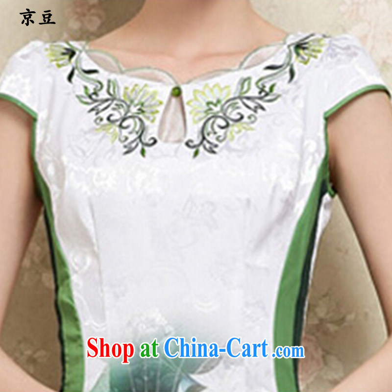 The Beijing Summer 2015 new dresses dresses daily video thin beauty Ms. outfit aura short dress green XXL E, feast, and shopping on the Internet