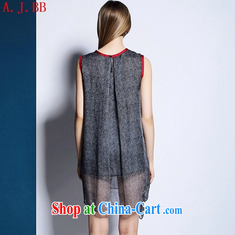 European and American high-end women's clothing new summer, silk shirts, field shading on the printed loose Sleeveless T-shirt picture color XL, A . J . BB, shopping on the Internet