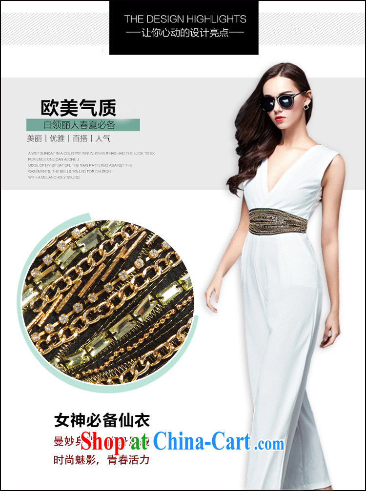Ya-ting store summer 2015 new career women aura OL V collar graphics thin body beauty salon trousers wide leg-pants white L pictures, price, brand platters! Elections are good character, the national distribution, so why buy now enjoy more preferential! Health