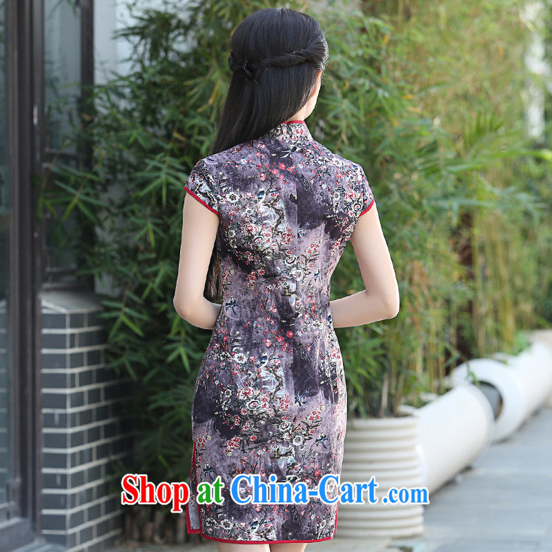 China classic 2015 new daily improved stylish beauty retro dresses, summer short cheongsam style floral XXL, China Classic (HUAZUJINGDIAN), and, on-line shopping