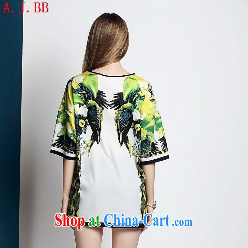 Black butterfly 2015 spring and summer New Trend female boutique entities loose stamp T-shirt T-shirt picture color XL, A . J . BB, shopping on the Internet