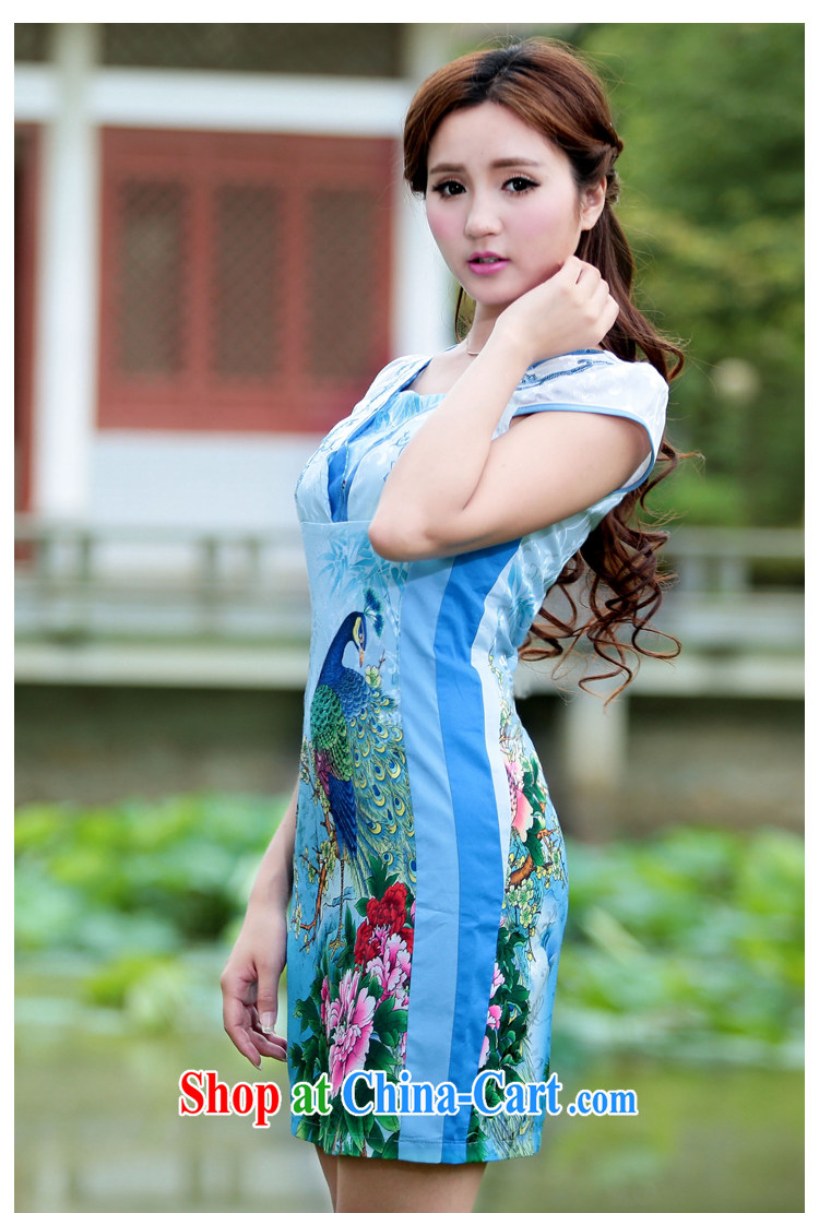 Colorful Flowers 2015 women new Peacock cheongsam dress retro fashion summer short cheongsam dress pink XXL pictures, price, brand platters! Elections are good character, the national distribution, so why buy now enjoy more preferential! Health