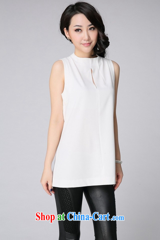 Qin Qing store 2015 summer Korean sleeveless high-collar blouses thick MM large, loose T-shirt, long, female large white code 46 (165 - 180 ) jack pictures, price, brand platters! Elections are good character, the national distribution, so why buy now enjoy more preferential! Health