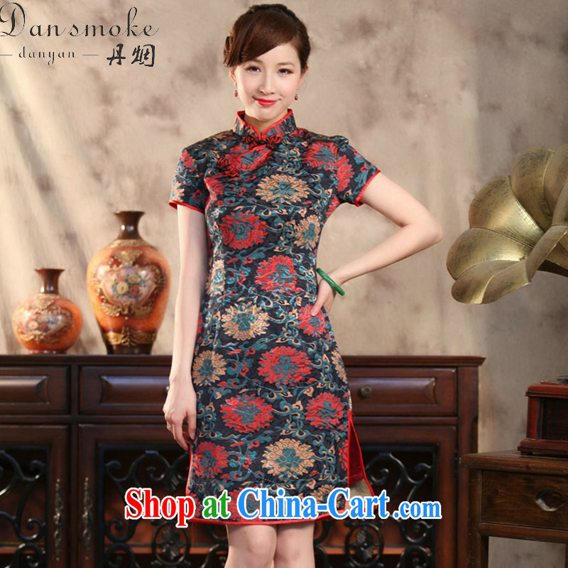 Bin Laden smoke-free summer, new outfit, Ms. Tang with Chinese improved the collar retro jacquard flower rich beauty short dresses such as the color 2 XL, Bin Laden smoke, shopping on the Internet